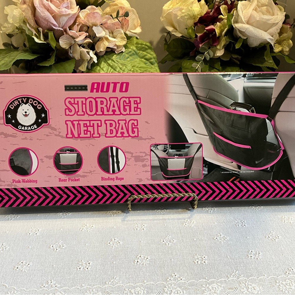 Pink Auto Storage Net Bag - Car Seat Organizer. Brand New.